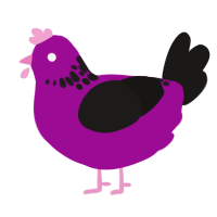 A plum and sable chicken with a neck-speckle pattern