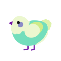 A mint and apple chicken with a head pattern