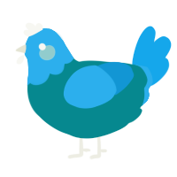 A teal and sky chicken with a head pattern