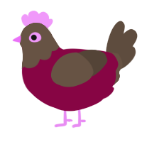 A maroon and bark chicken with a head pattern