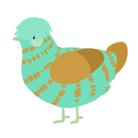 A mint and gold chicken with a bar pattern