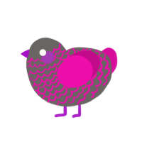 A grey and fuchsia chicken with a lace pattern