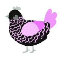 A black and lavender chicken with a lace pattern