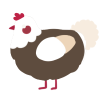 A bark and cream chicken with a head pattern