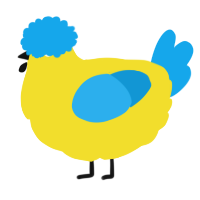 A yellow and sky chicken