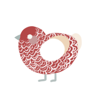 A red and cream chicken with a double-lace pattern