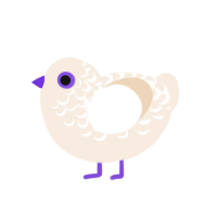 A cream chicken with a half-lace pattern