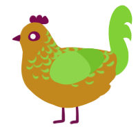 A ochre and grass chicken with a half-lace pattern