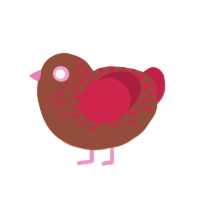A russet and crimson chicken with a half-lace pattern