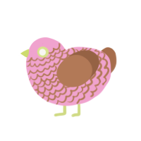 A pink and brown chicken with a lace pattern