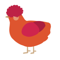A vermilion and crimson chicken
