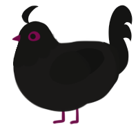 A sable and black chicken with a head pattern