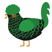 A sable and viridian chicken with a lace pattern