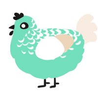 A mint and cream chicken with a half-lace pattern
