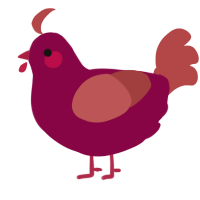 A maroon and red chicken