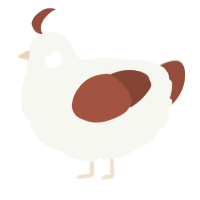 A white and russet chicken