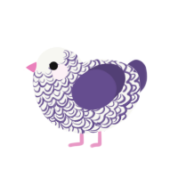 A white and overcast chicken with a double-lace pattern