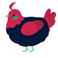 A tumblr and crimson chicken with a head pattern