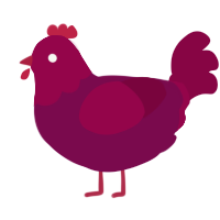 A wine and maroon chicken with a head pattern
