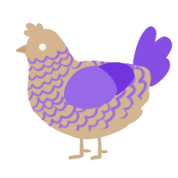 A beige and blurple chicken with a lace pattern