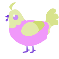A lavender and lemon chicken with a head pattern