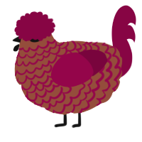 A russet and maroon chicken with a lace pattern