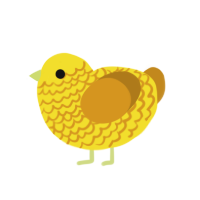 A yellow and ochre chicken with a lace pattern