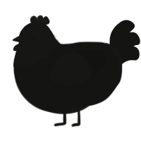 A black chicken with a head pattern