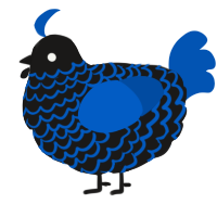 A sable and ultramarine chicken with a lace pattern
