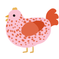 A rose and vermilion chicken with a speckle pattern