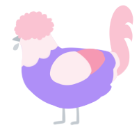 A lilac and rose chicken with a head pattern