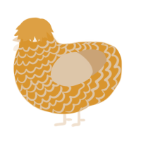 A orange and beige chicken with a lace pattern