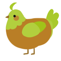 Frogs, a orange and lime chicken with a head pattern