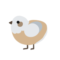 A beige and mist chicken with a head pattern