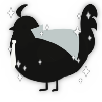 A black chicken with a head pattern
