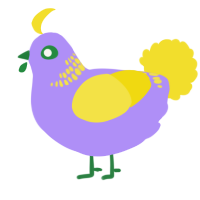 A lilac and yellow chicken with a neck-band pattern