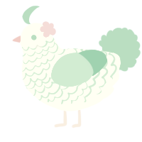 Blossom, a white and mint chicken with a lace pattern