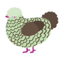 A gluppy and bark chicken with a lace pattern
