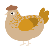 A beige and ochre chicken with a half-lace pattern