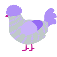 A silver and lilac chicken with a bar pattern