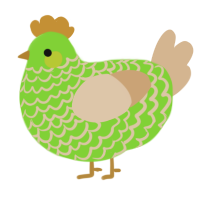A grass and beige chicken with a lace pattern