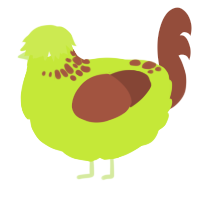 A lime and russet chicken with a neck-speckle pattern