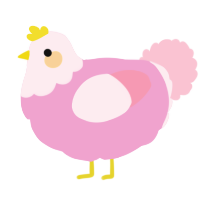 A pink and rose chicken with a head pattern