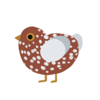 A russet and mist chicken with a speckle pattern
