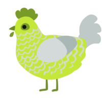 A lime and silver chicken with a lace pattern