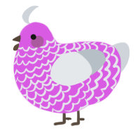 A orchid and mist chicken with a lace pattern