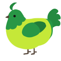 A lime and viridian chicken with a head pattern