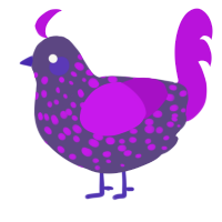 A overcast and amethyst chicken with a speckle pattern