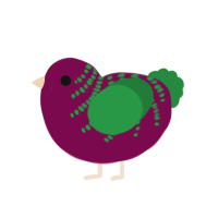 A wine and viridian chicken with a half-bar pattern