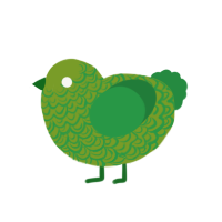 A chartreuse and viridian chicken with a double-lace pattern